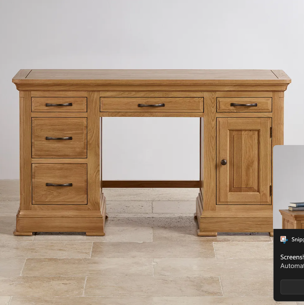 Teak Wood Office Desk with Drawers and Cabinet