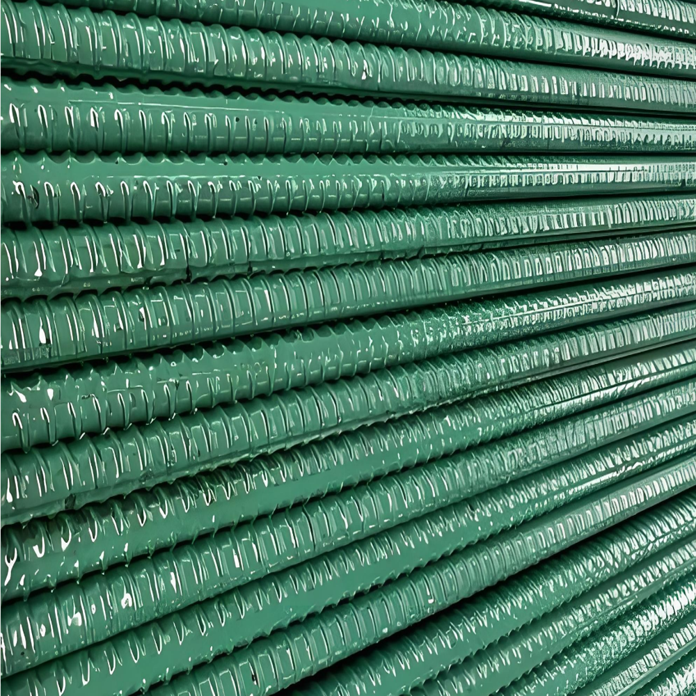 Epoxy Anticorrosion Powder Coating for Reinforcing Steel Bars - Green, 150-300 Micron Film, Electrostatic Spray / Fusion Bonded, Corrosion Resistant