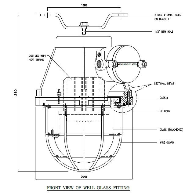 Explosion Proof Well Glass Light / Aviation Led Light - Frequency: 50 Hz Hertz (Hz)
