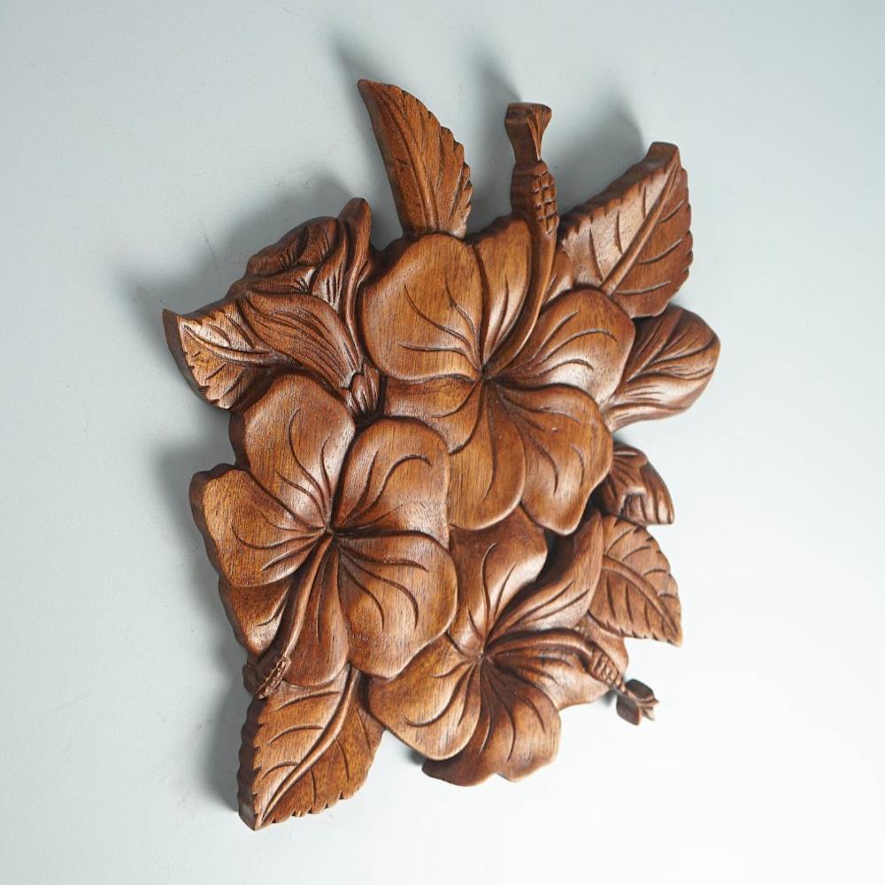 Hand Carved Wooden Hibiscus Flower Wall Art
