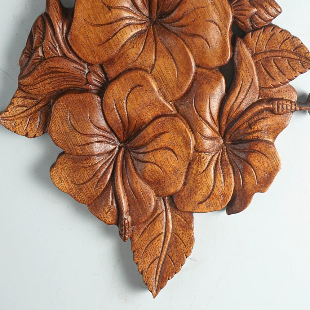 Hand Carved Wooden Hibiscus Flower Wall Art