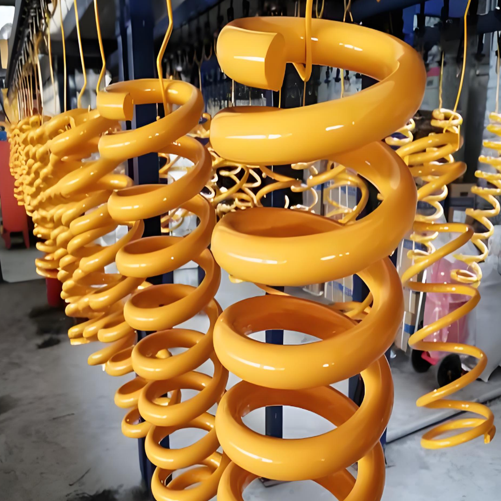 Powder Coating Specially Designed for Automotive Springs - Thermoset Polyester, Yellow, 60-80 Microns | High Gloss, Excellent Adhesion, Chemical & UV Resistant