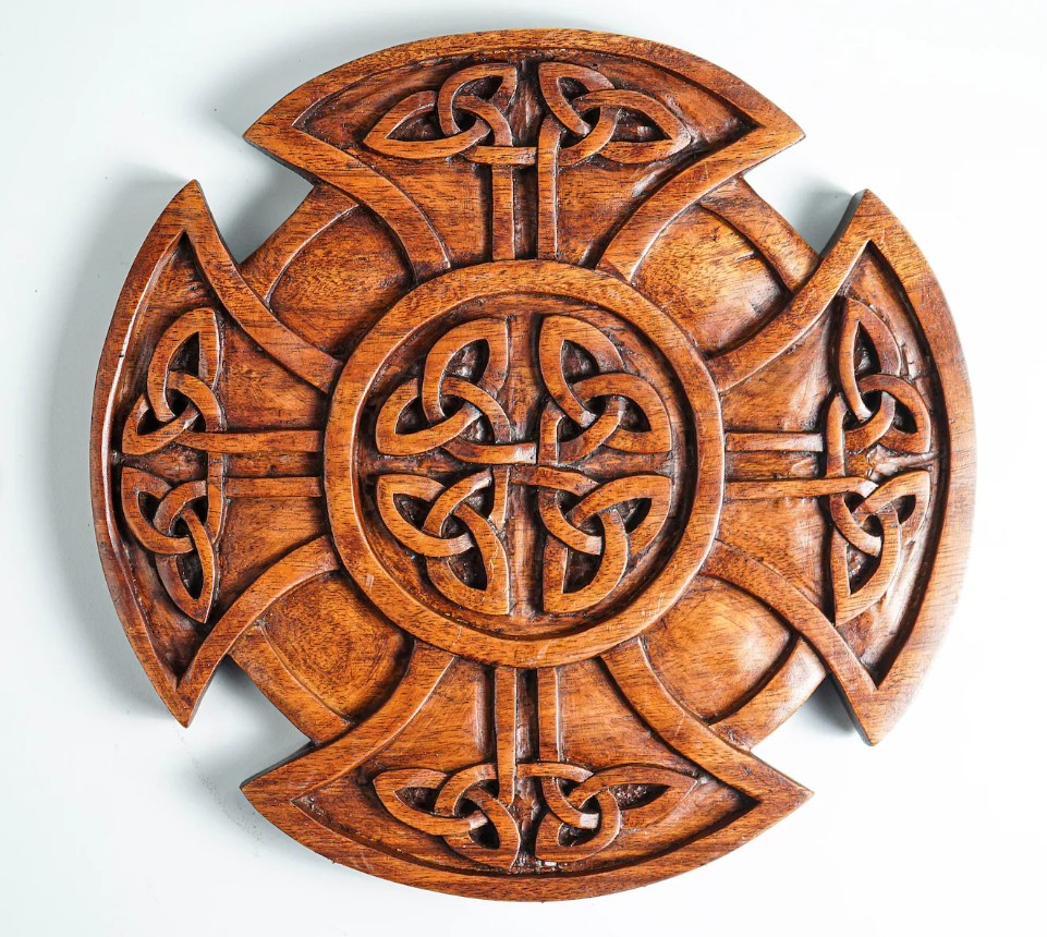 Handcrafted Wooden Celtic Knot Cross, Wall Hanging Decor