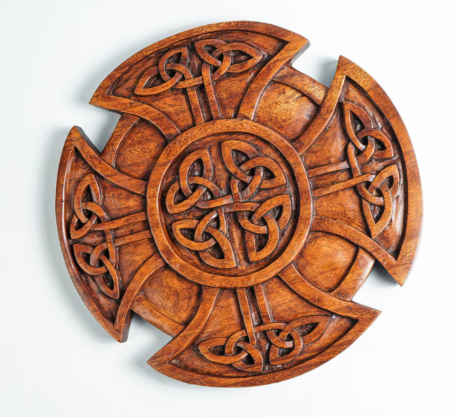 Handcrafted Wooden Celtic Knot Cross, Wall Hanging Decor