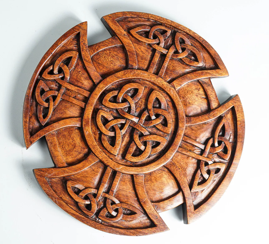 Handcrafted Wooden Celtic Knot Cross, Wall Hanging Decor
