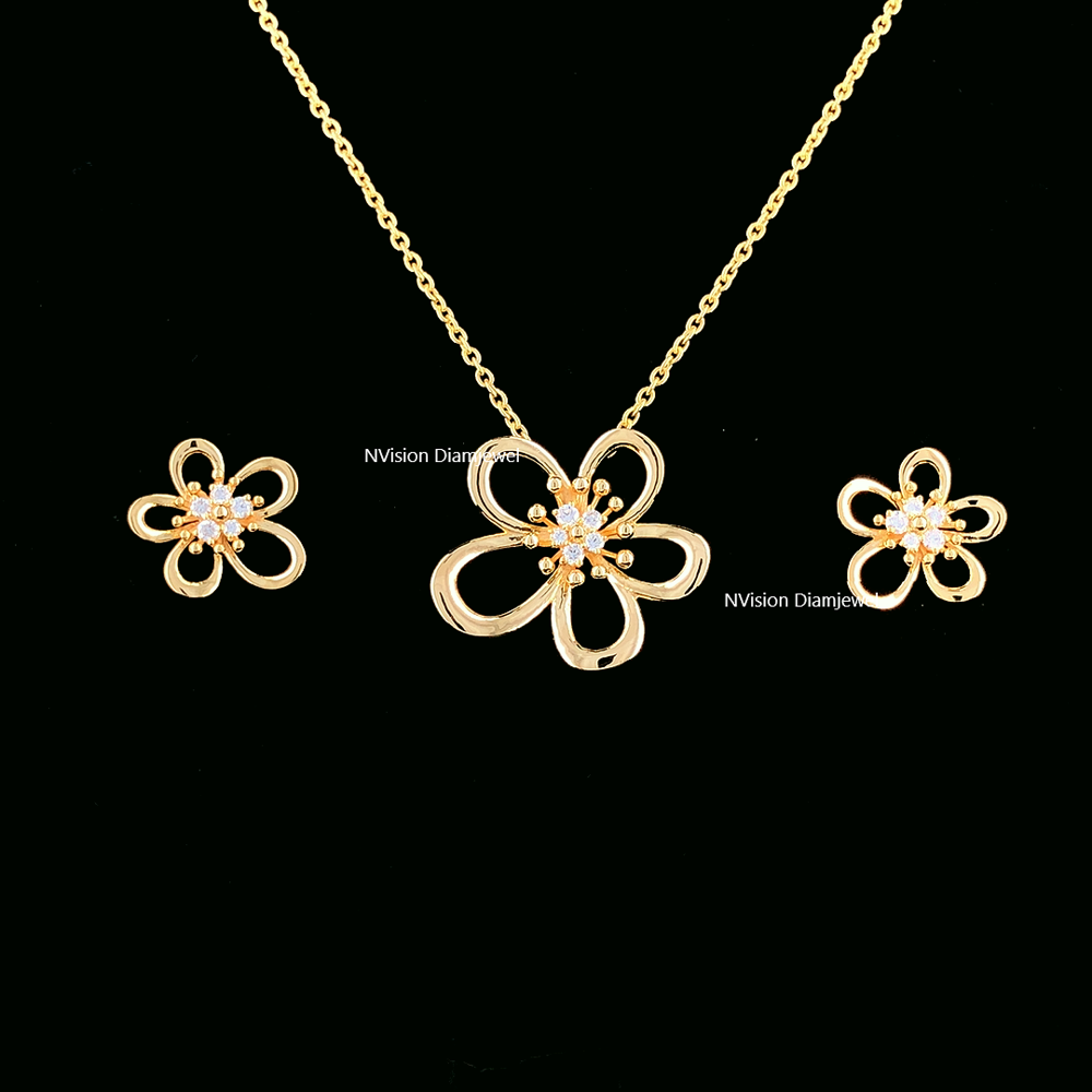 Natural Diamond Leaf Small Chain Necklace Set