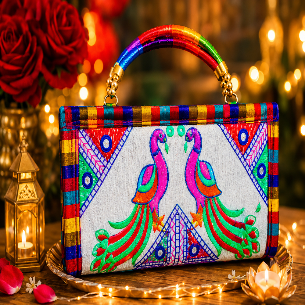 Handmade Peacock Design Party Wear Clutch