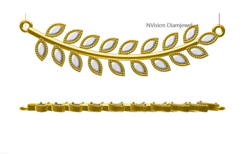 Natural Diamond Leaf Small Chain Necklace Set