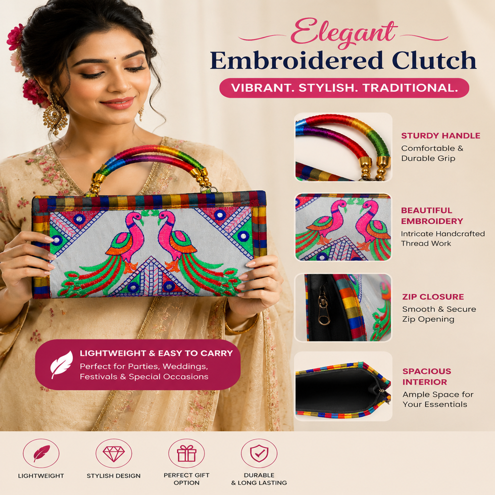 Handmade Multicolor Ethnic Clutch Bag