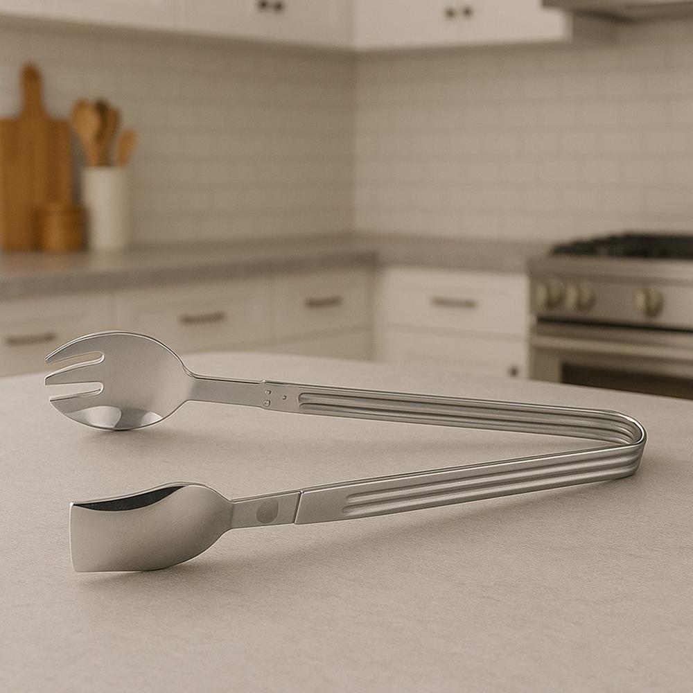 Stainless Steel Multipurpose Serving Tong 2-in-1 Pasta & Salad Tong (24x6x4 Cm), Rust Resistant, Ergonomic Grip, Dishwasher Safe
