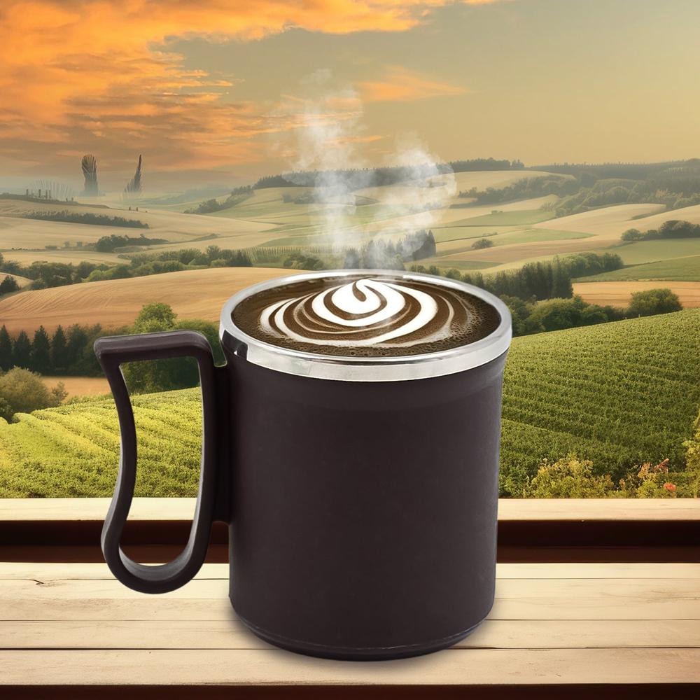 Coffee Mug with Lid & Handle Plastic Covered Stainless Steel Mug (200 ML, Random Color)