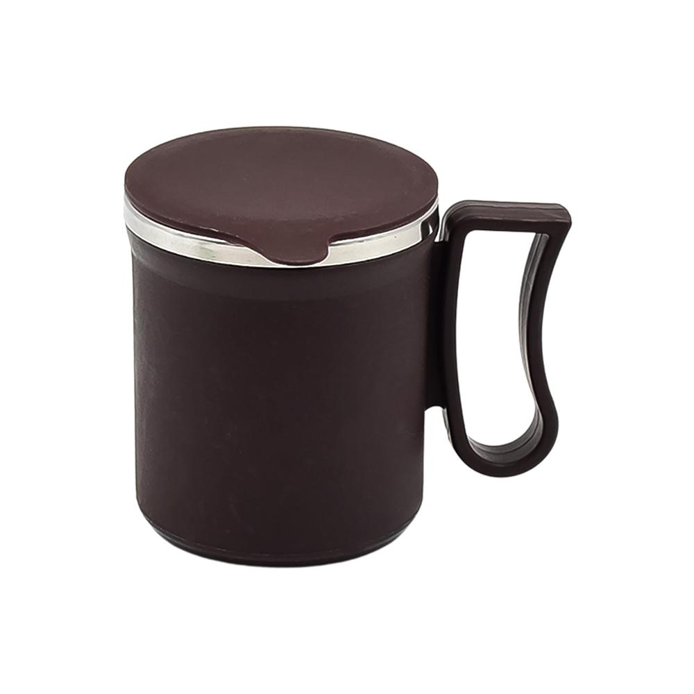 Coffee Mug with Lid & Handle Plastic Covered Stainless Steel Mug (200 ML, Random Color)