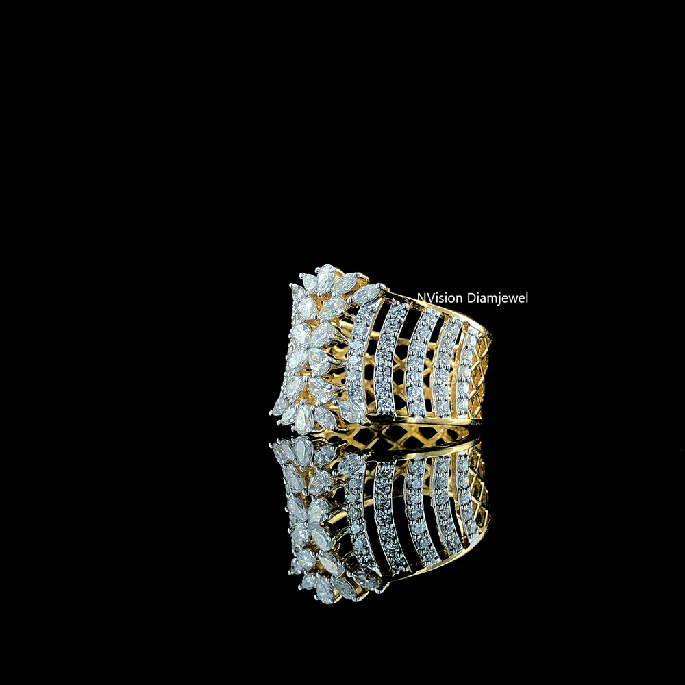 Royal Cascade Natural Diamond Statement Ring - Color: Gh