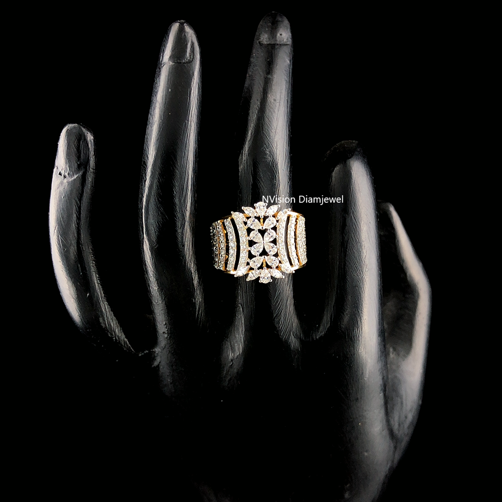 Royal Cascade Natural Diamond Statement Ring - Color: Gh