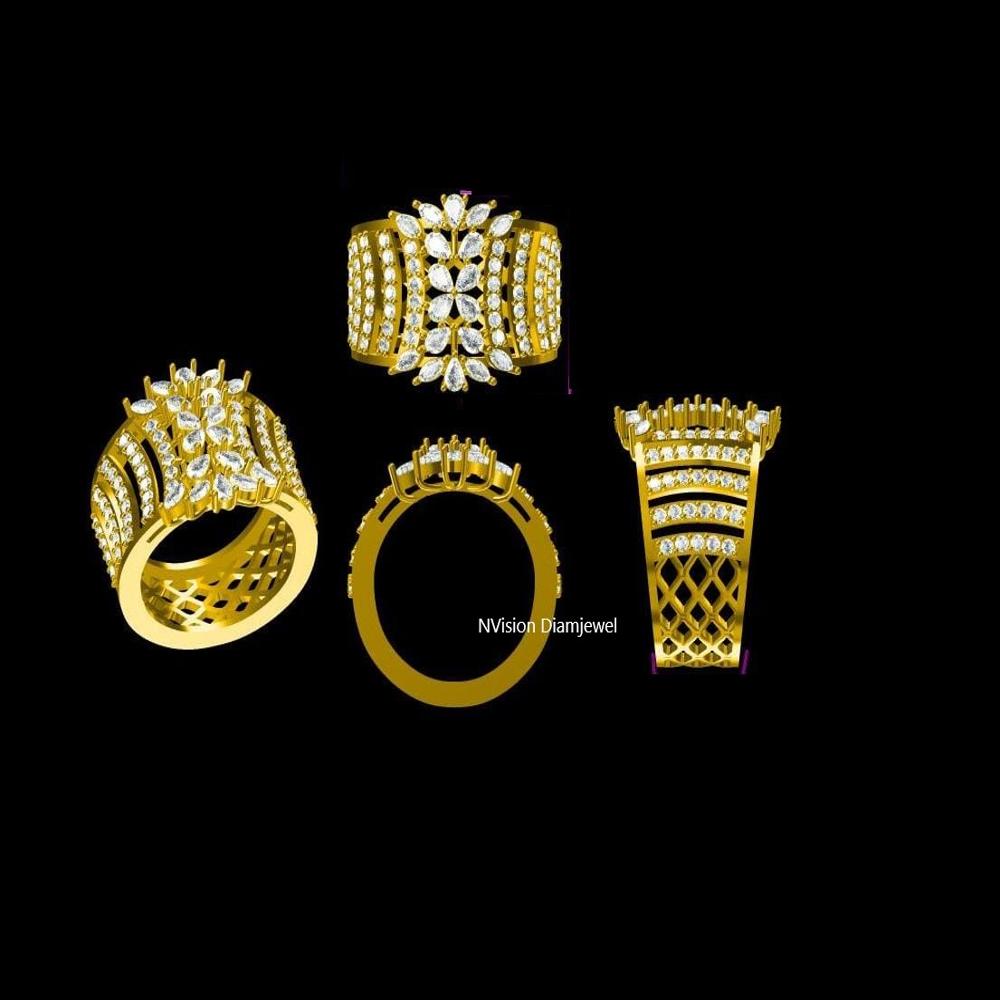 Royal Cascade Natural Diamond Statement Ring - Color: Gh
