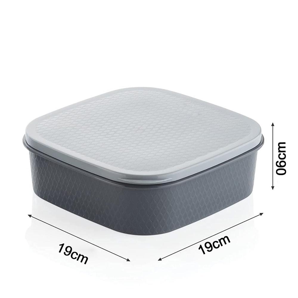 Dry Fruit Chocolates Sweet Box - Food Grade Plastic, Medium 8x8x3 Inches, Grey Beige, Dishwasher Safe, 4 Compartments
