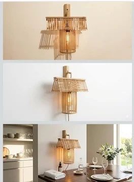 Ready To Use Handmade Bamboo Wall Lamp Decorative Bamboo Wall Light for Home & Hotel
