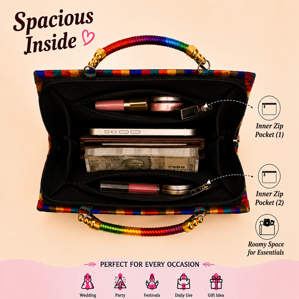 Traditional Kutchi Work Designer Wallet Clutch 152 - Color: White