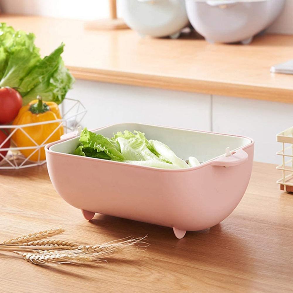 Multifunctional BPA Free Double Layered Plastic Rotatable Strainer (Multicolor)