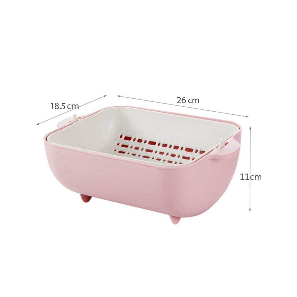 Multifunctional BPA Free Double Layered Plastic Rotatable Strainer (Multicolor)