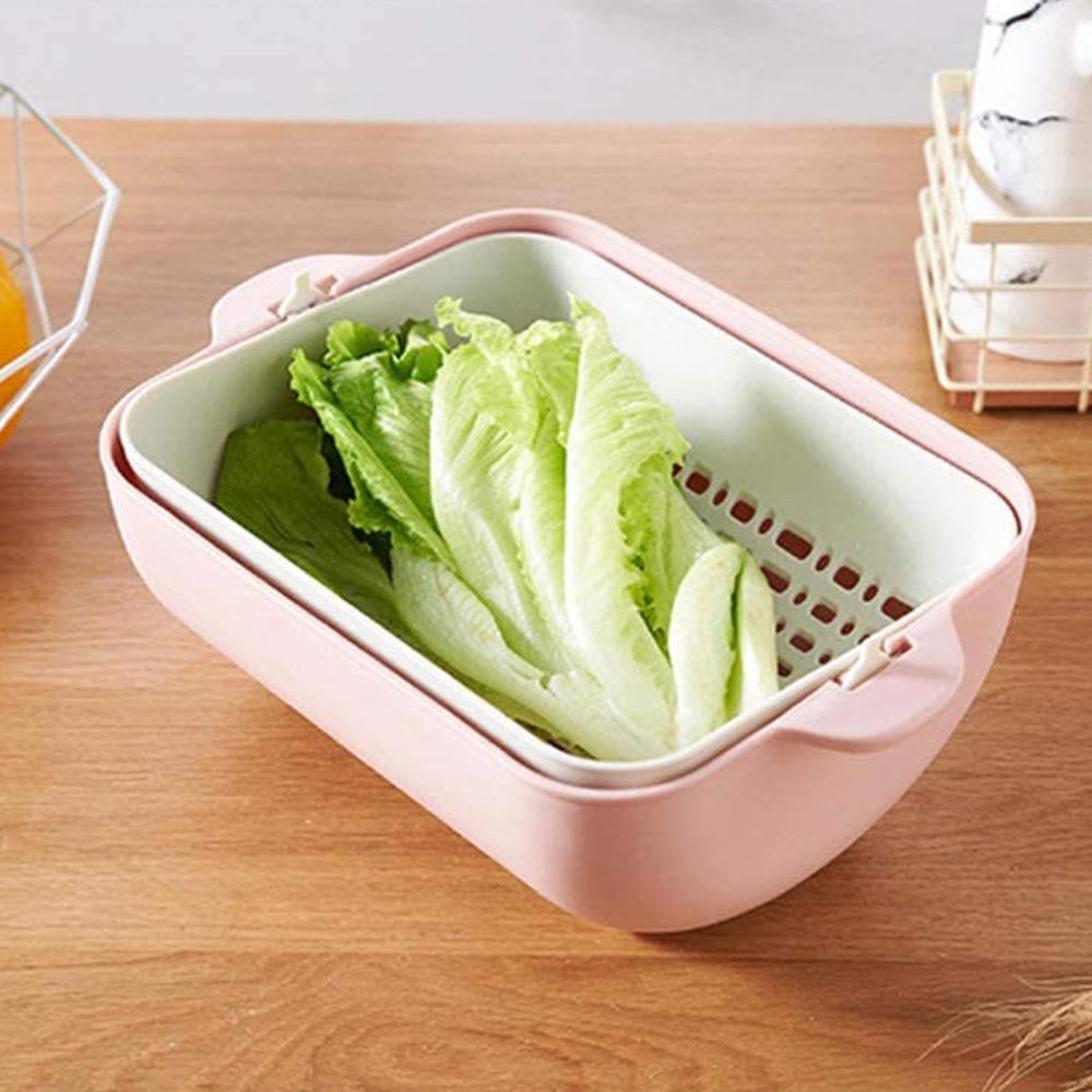 Multifunctional BPA Free Double Layered Plastic Rotatable Strainer (Multicolor)