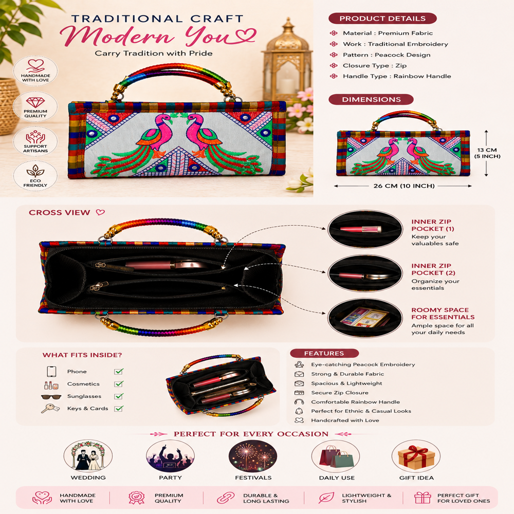 Ethnic Gujarati Embroidered Handbag for Ladies