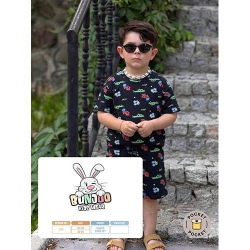 57H Cotton Sinker Cordset - Soft Breathable Cotton Blend, Black, Classic 3pc Summer Set, Fun Bunny Print