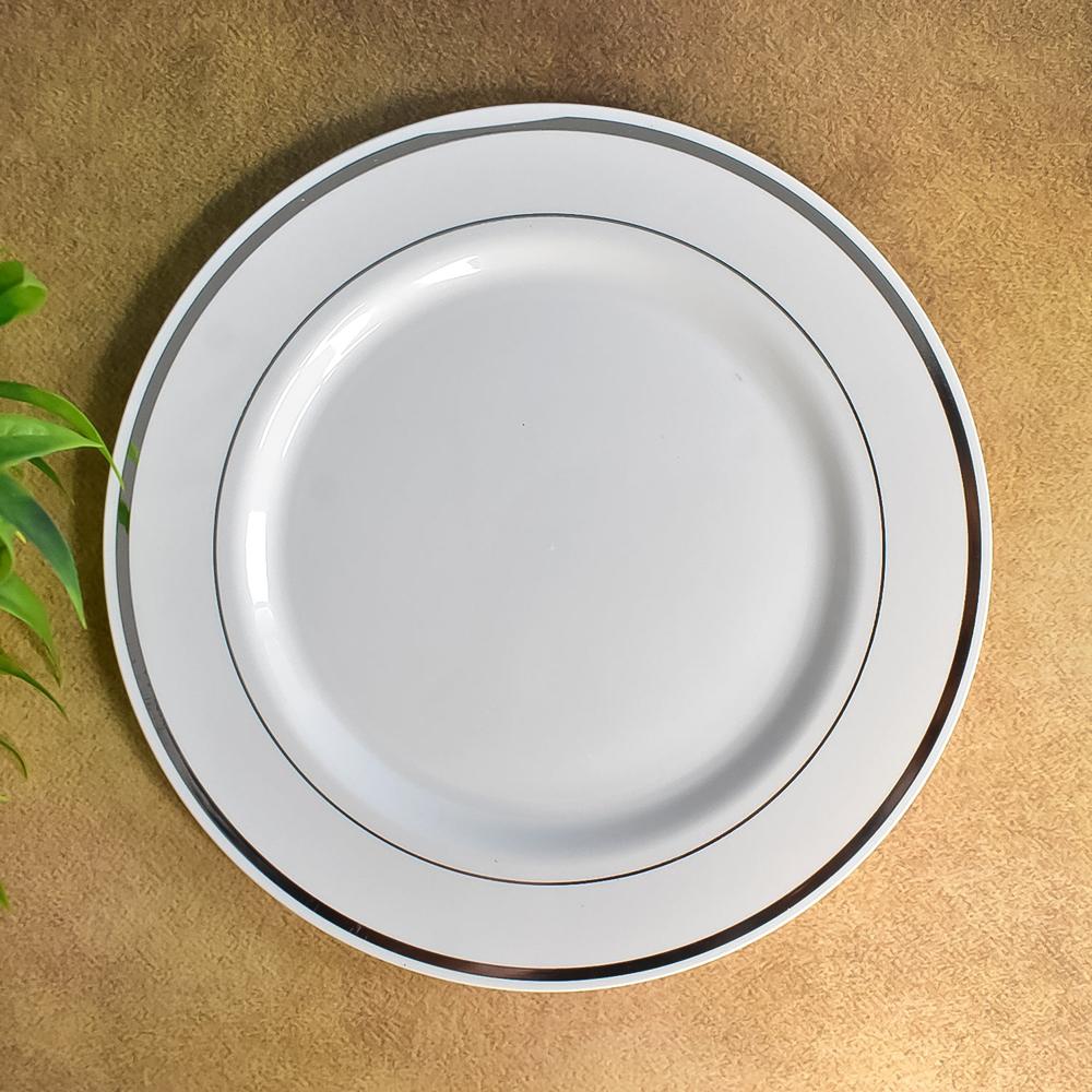 Round Plastic Dinner Plates Wedding Birthday Party Tableware Supplies (6 Pcs Set)