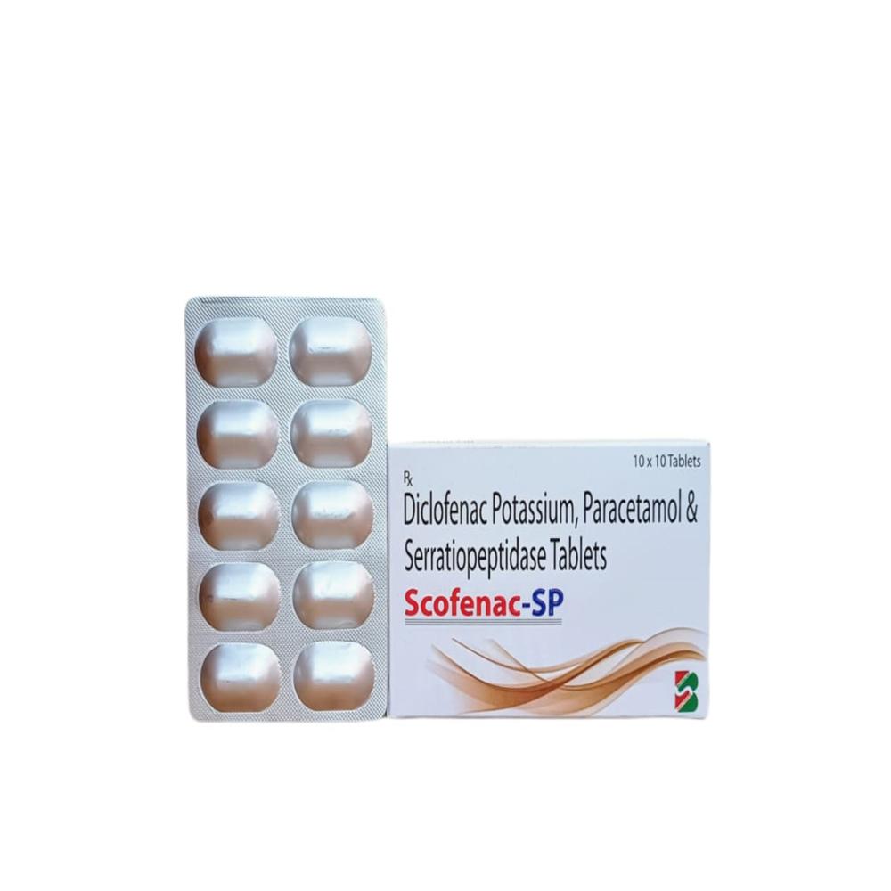Diclofenac Potassium, Paracetamol & Serratiopeptidase Tablets