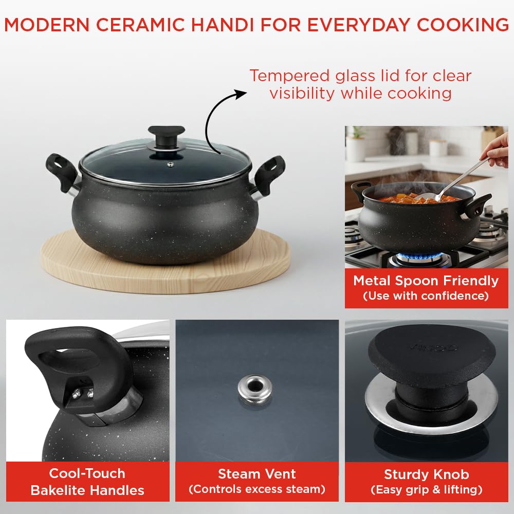Vinod Nonstick Handi with Lid - 3.8 litres