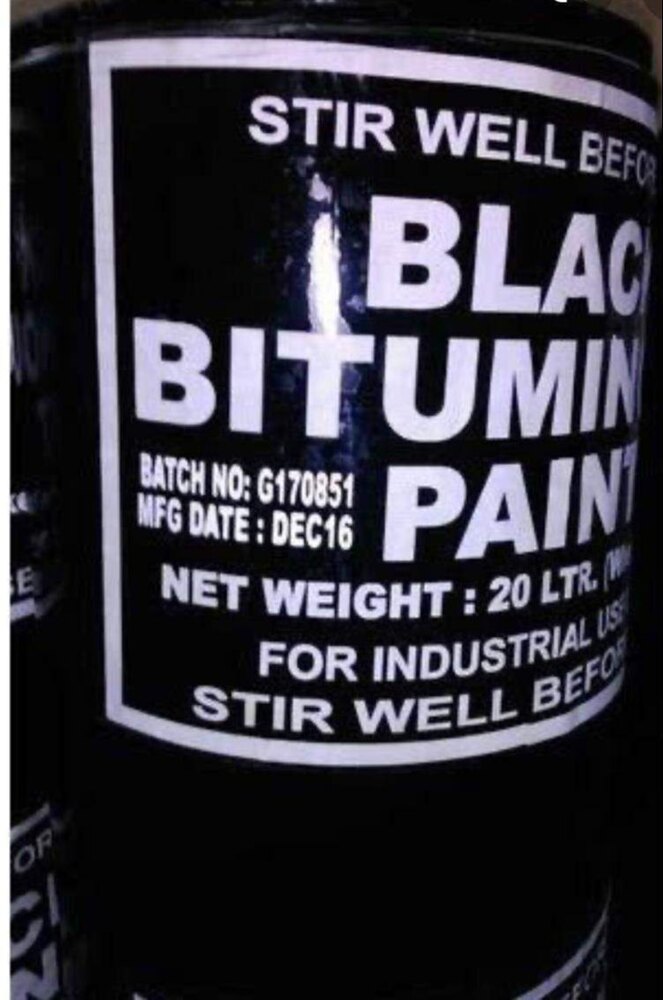 Black Bituminous Anticorrosive IS 158 Paint - 20 Ltr, Glossy Black, 75-100 Microns DFT, High Adhesion, Low VOC