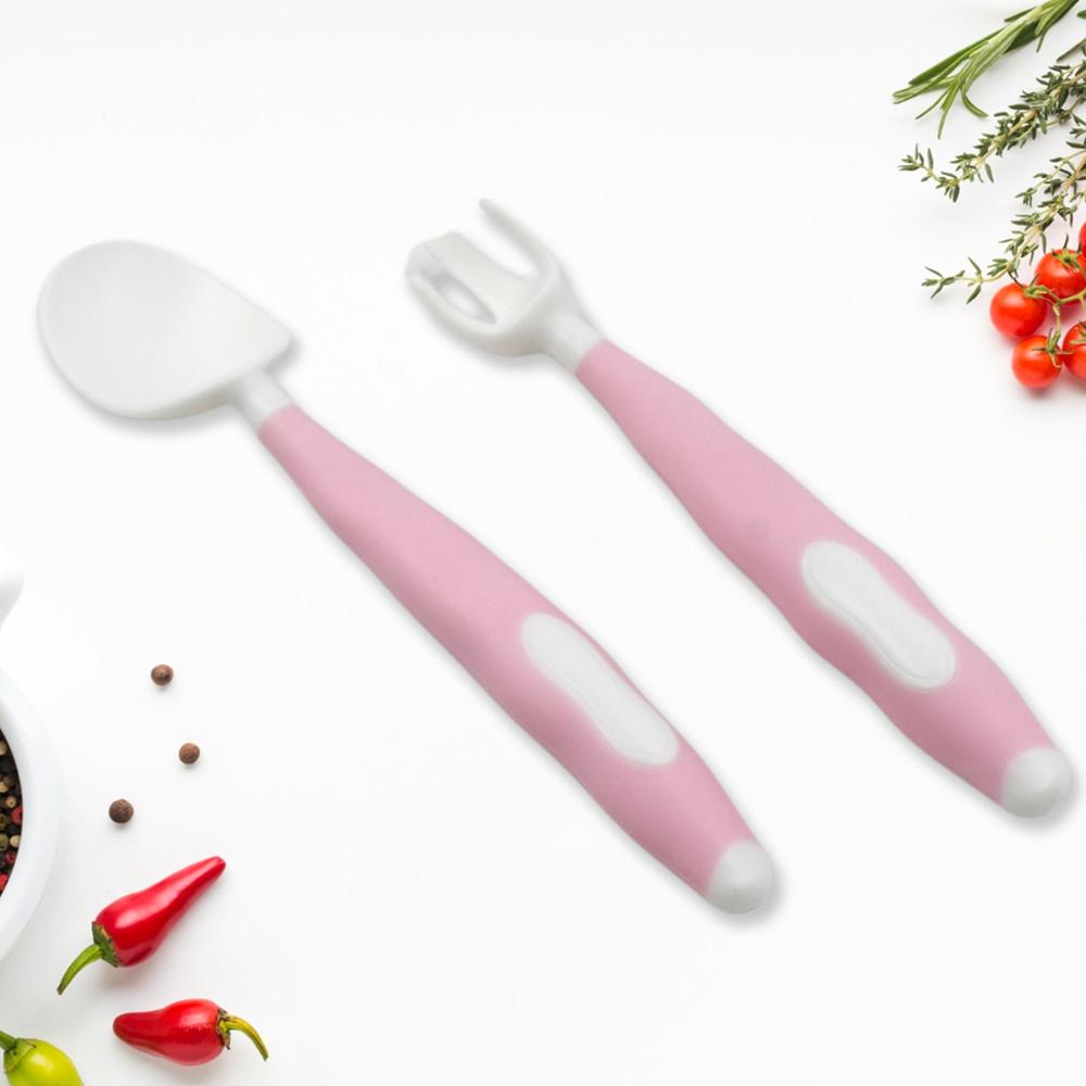 Silicone Bendable Kids Spoon & Fork Set Toddler Self-Feeding Utensils (2 Pc Set)