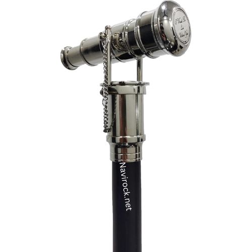 Chrome Silver Finish Brass Telescope Walking Stick
