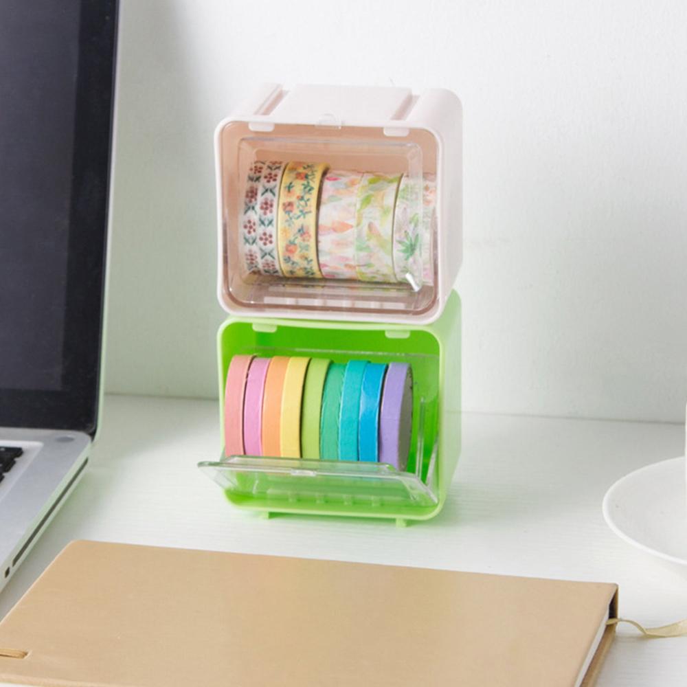 Durable Transparent Tape Storage Box Plastic Office Organizer