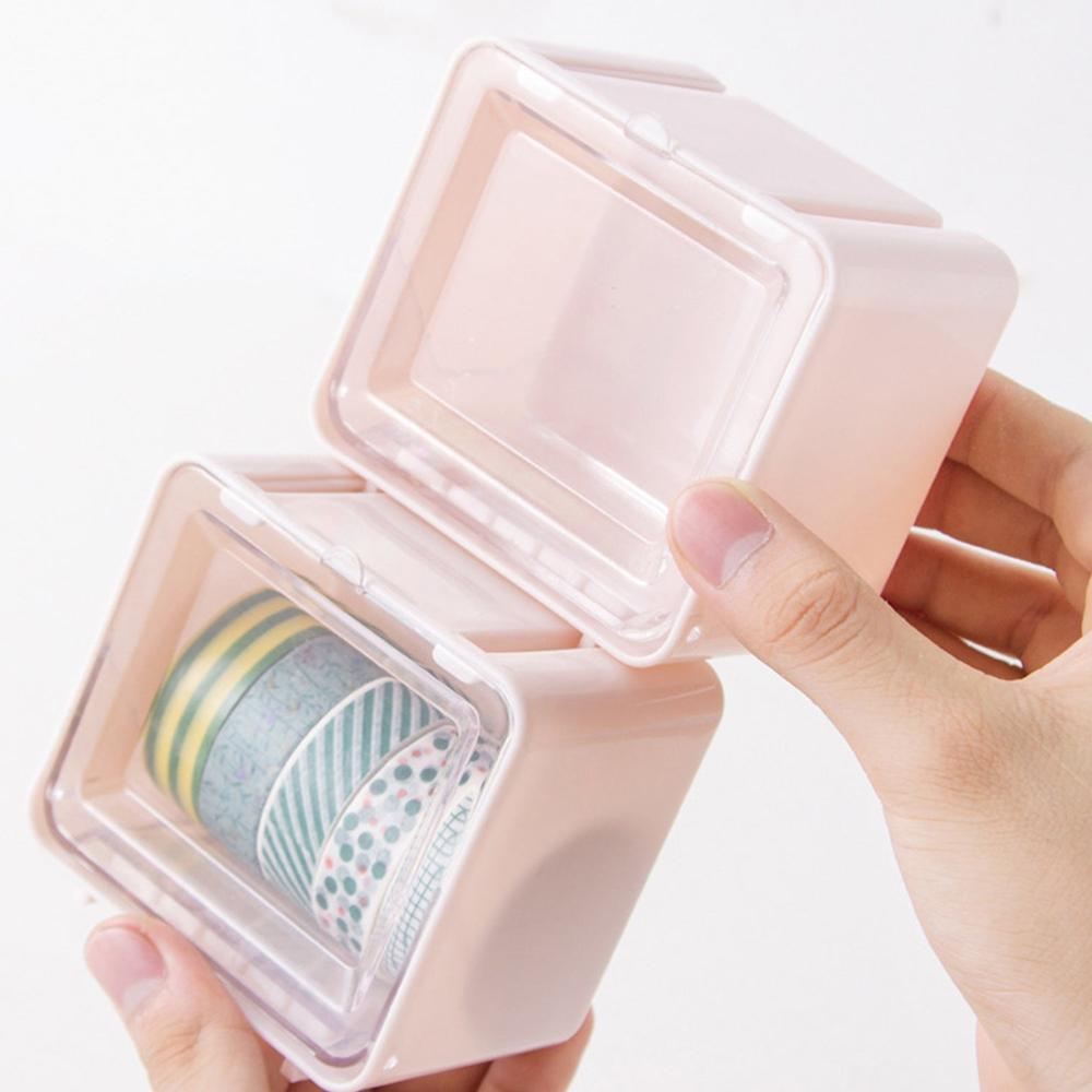 Durable Transparent Tape Storage Box Plastic Office Organizer