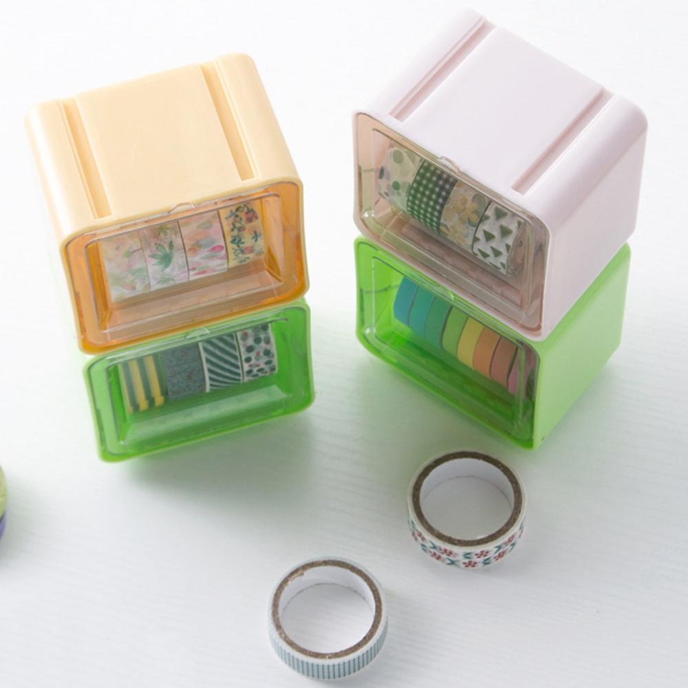 Durable Transparent Tape Storage Box Plastic Office Organizer