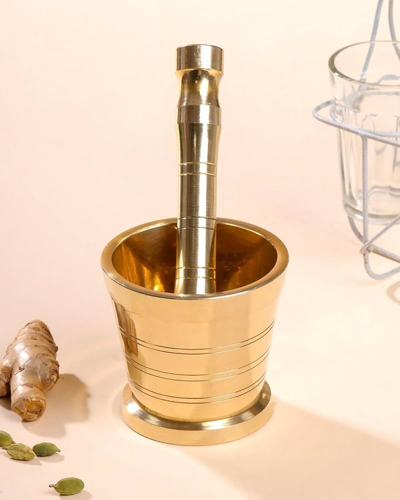 Brass Khalbatta - Shape: Round / Traditional