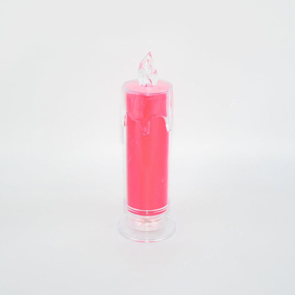 Red Led Flameless Pillar Candle - Pp Material, 18x6 Cm, Battery Operated, Flickering Light | Decorative Indoor Lamp, Crystal Clear, Long Battery Life, Safe For Events