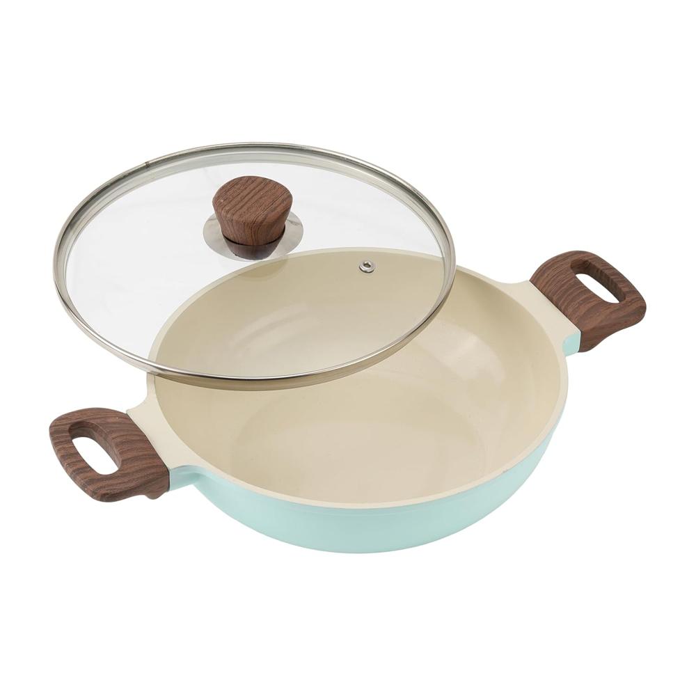 Ceramic Nonstick Deep Kadai With Glass Lid - 22 Cm - Capacity: 1.8 Ltr