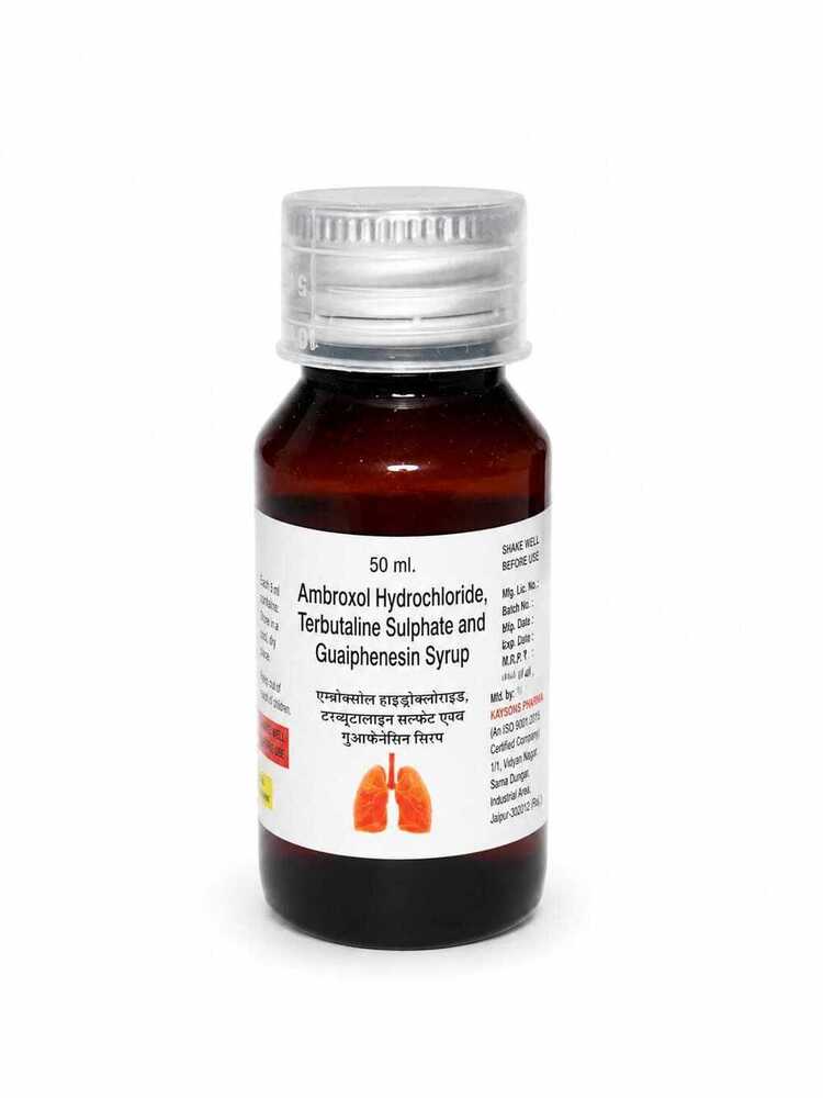 50 ML Ambroxol Hydrochloride Terbutaline Sulphate And Guaiphenesin Syrup