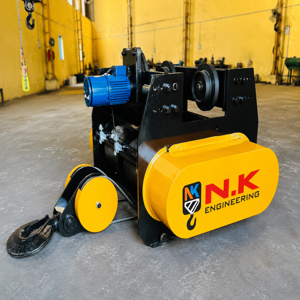 1 Ton Electric Wire Rope Hoist - Mild Steel, 1 Ton, Fan-Cooled Motor, Electromagnetic Brake, IP54 Protection