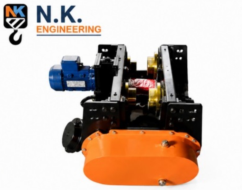 2 Ton Electric Wire Rope Hoist - Steel Frame, Orange & Black, Pendant Control, Powder Coated, Integral Trolley