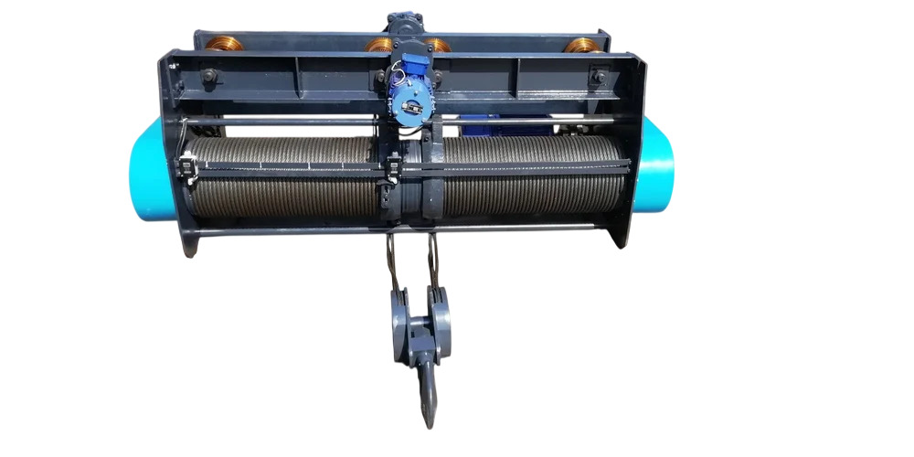 8 Ton Wire Rope Hoist - Robust Steel Body, 3 Phase Electric, Enclosed Gearbox, Pendant Control, With Trolley