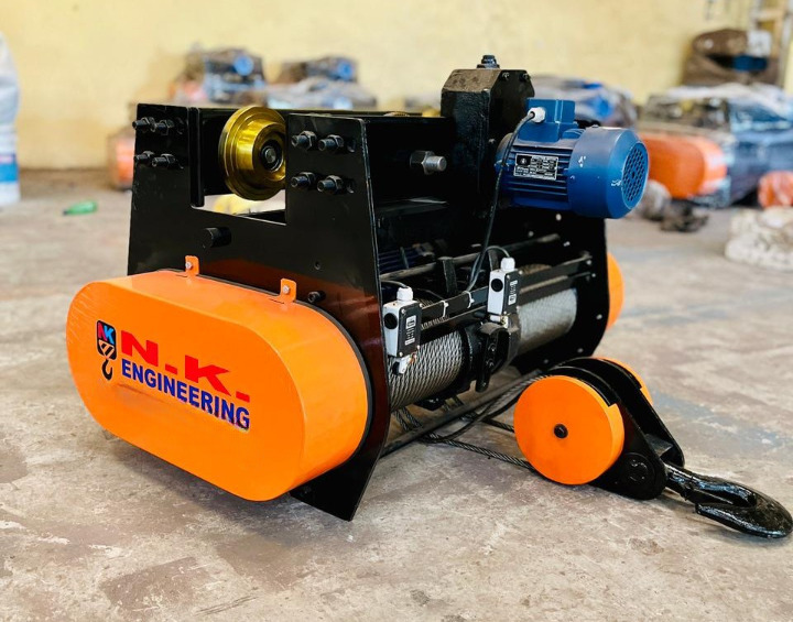 2 Ton Electric Wire Rope Hoist - Alloy Steel Gears, 6m Lift Height, Red Yellow Finish | Motor Driven, Electric Trolley