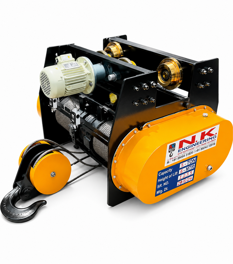 1 Ton Wire Rope Hoist With Trolley - Maximum Lifting Height: 6-8 M