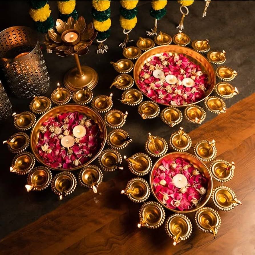 Iron Diwali Diya Urli Set - Grade: Food / Decorative Grade