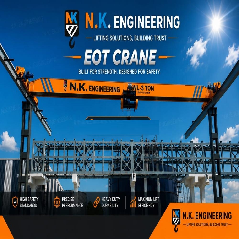 Single Girder Material Handling EOT Crane - 80000mm Boom 0-20ft Lift Yellow Coated | Box-Type Beam Heavy-Duty End Carriage Underslung Hoist