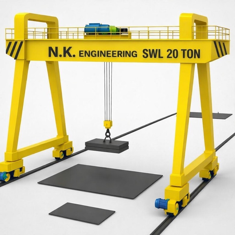 20m Single Girder Crane - High Tensile Structural Steel, Industrial Yellow, 20 Ton Capacity, IP55 Control Panel, Electromagnetic/Hydraulic Disc Brake