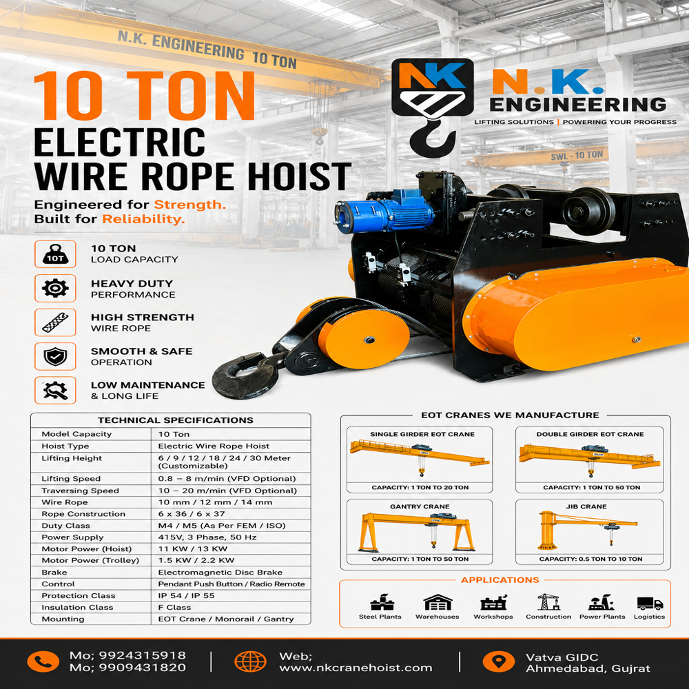 10 Ton Electric Wire Rope Hoist
