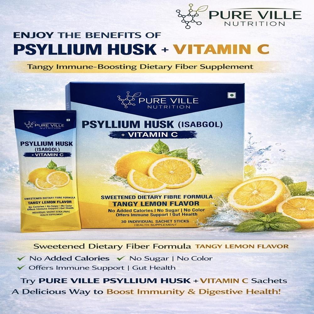 Psyllium Husk Isabgol Lemon + Vitamin C Sachets Packs